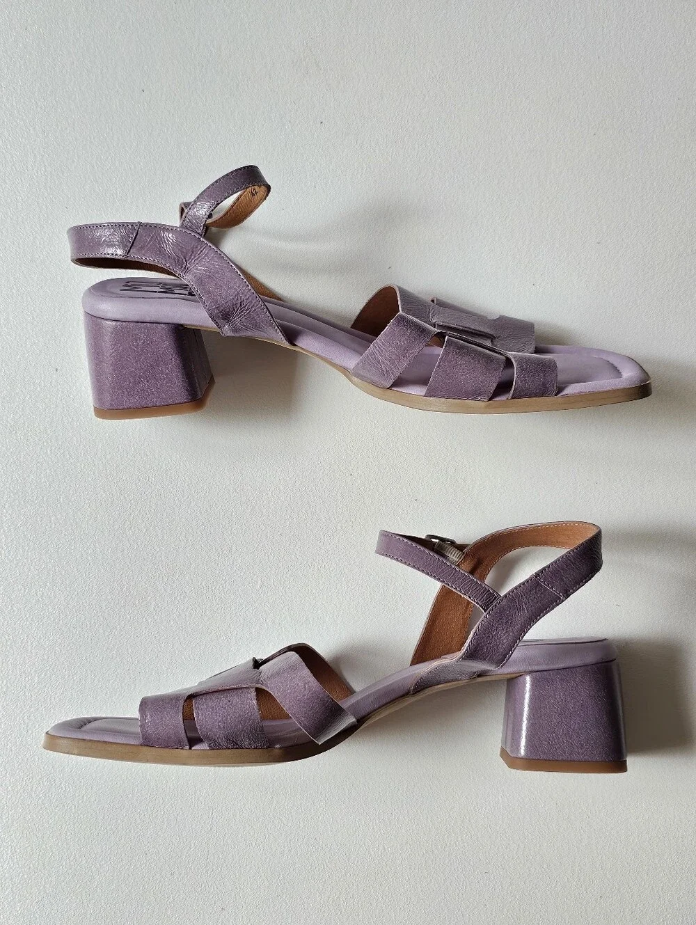 Miz Mooz Oakley Leather Block Heel Sandals Lavender Lilac EU 42 US 11 Portugal